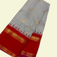 Gray Lines with Golden Red  Pallu and  Border Gadwal Silk Saree - 060