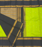 Neon Lime Green with Black Golden Pallu Gadwal Silk Saree- 053