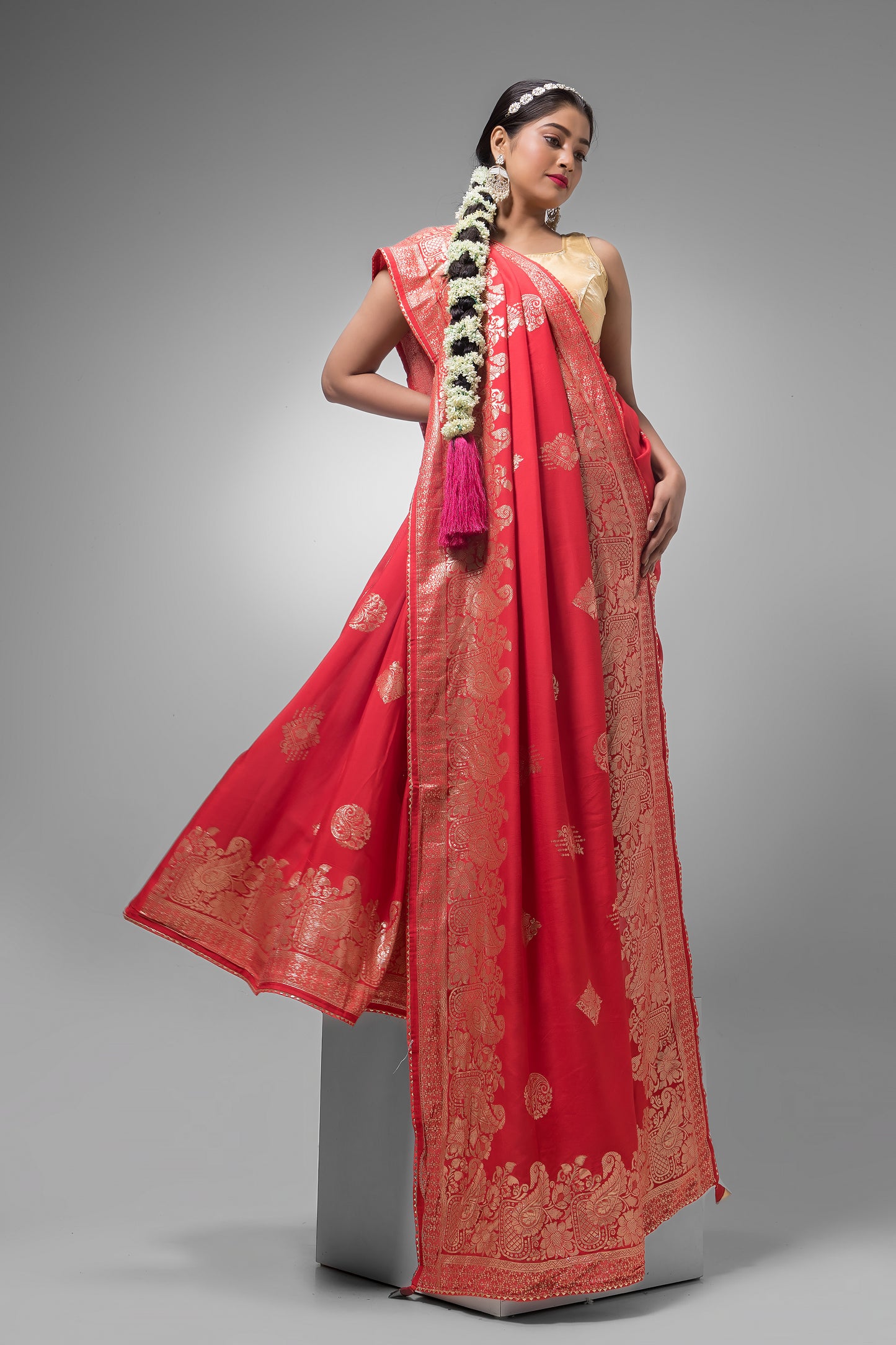 Diwali Silk Saree  with Golden Design Border-027