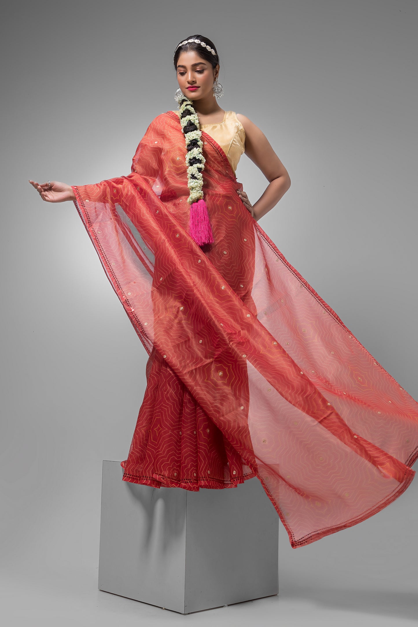 Dewali Saree  with Dotted and Whole Spiral Design.-049