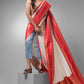 Durga Puja Saree with Pure White and  Silk Pallu-042