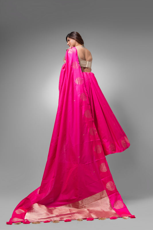 Dewali Saree with Pink and  Silk Design Pallu-047