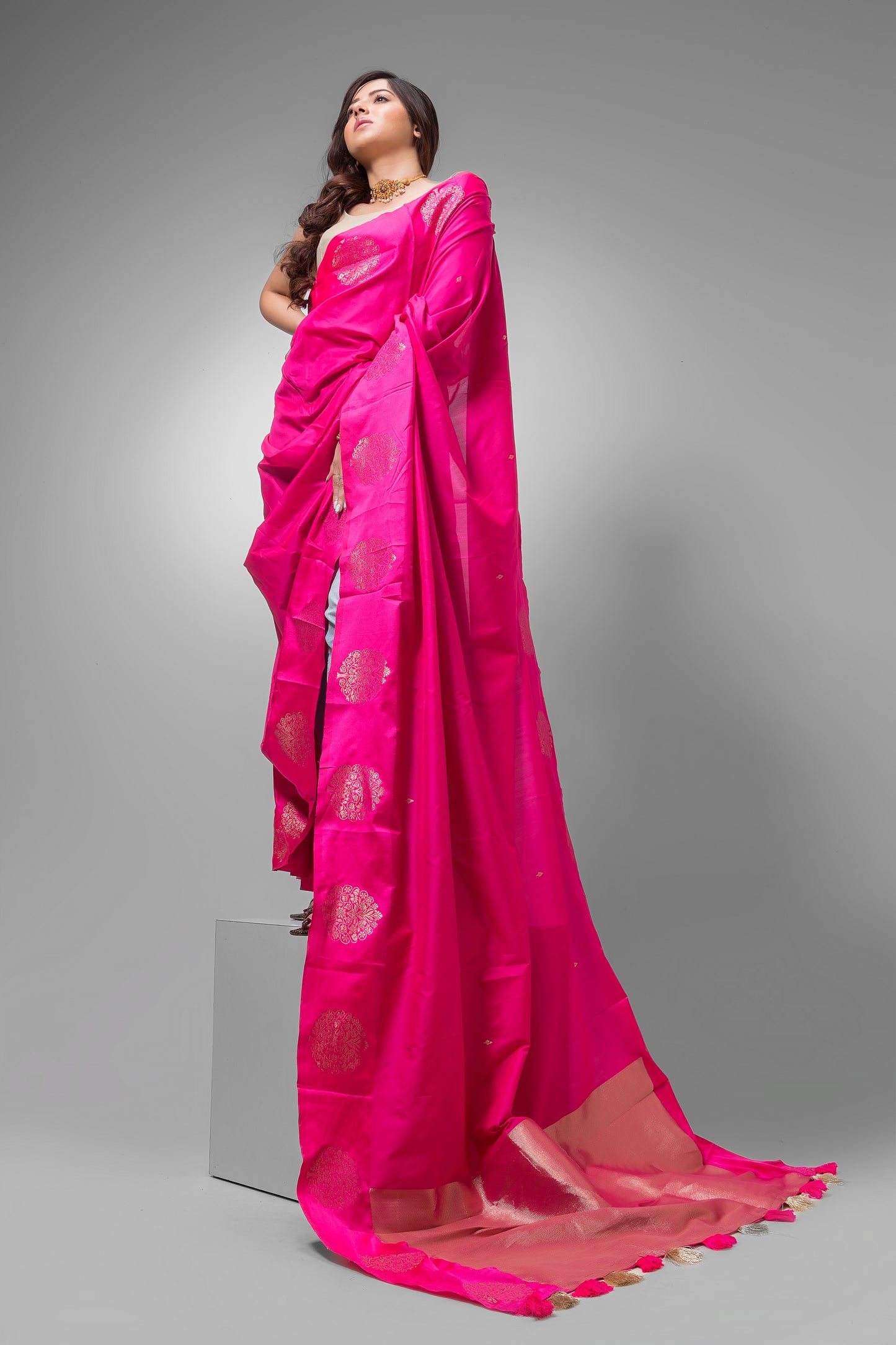 Dewali Saree with Pink and  Silk Design Pallu-047