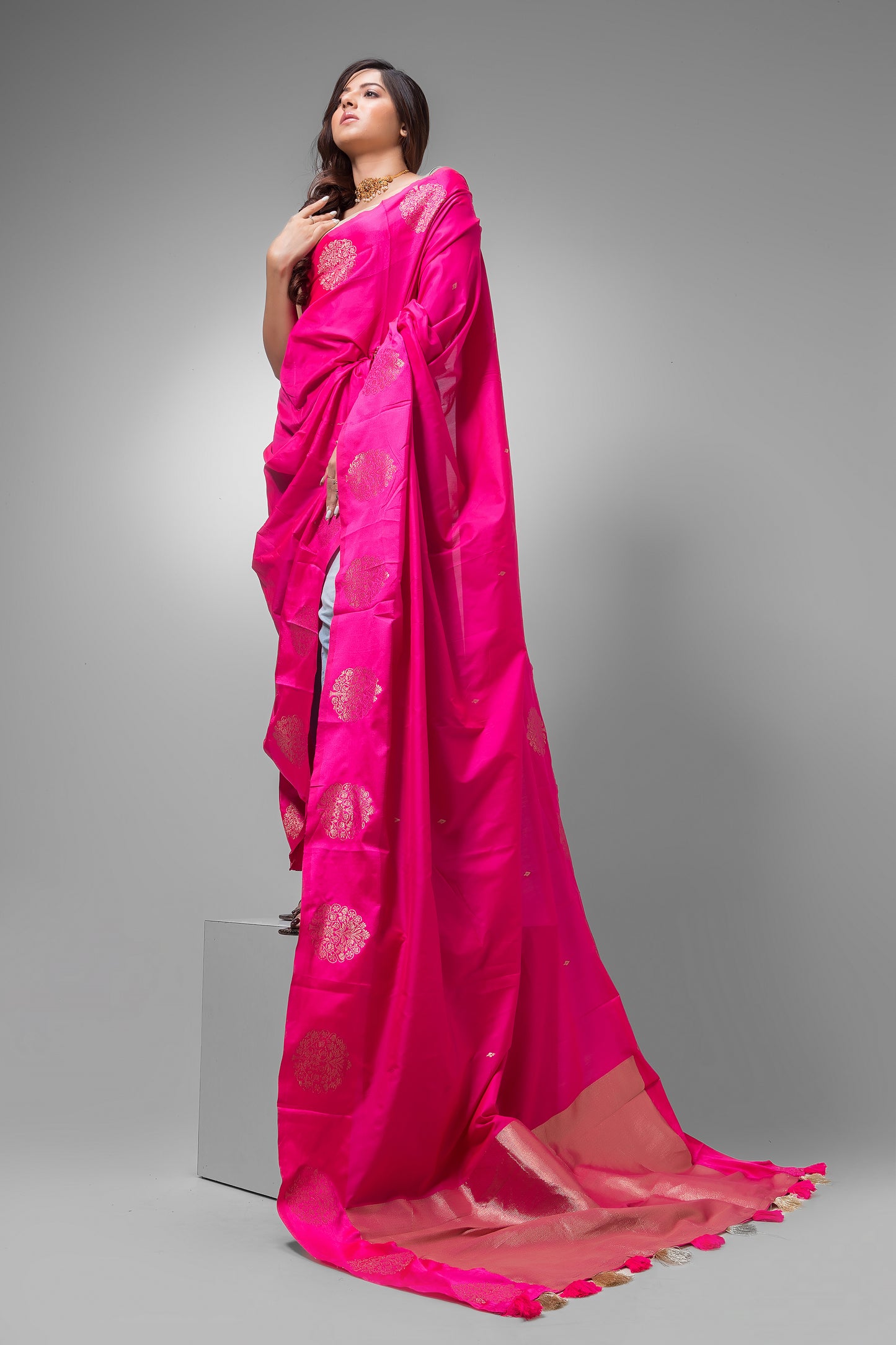 Dewali Saree with Pink and  Silk Design Pallu-047