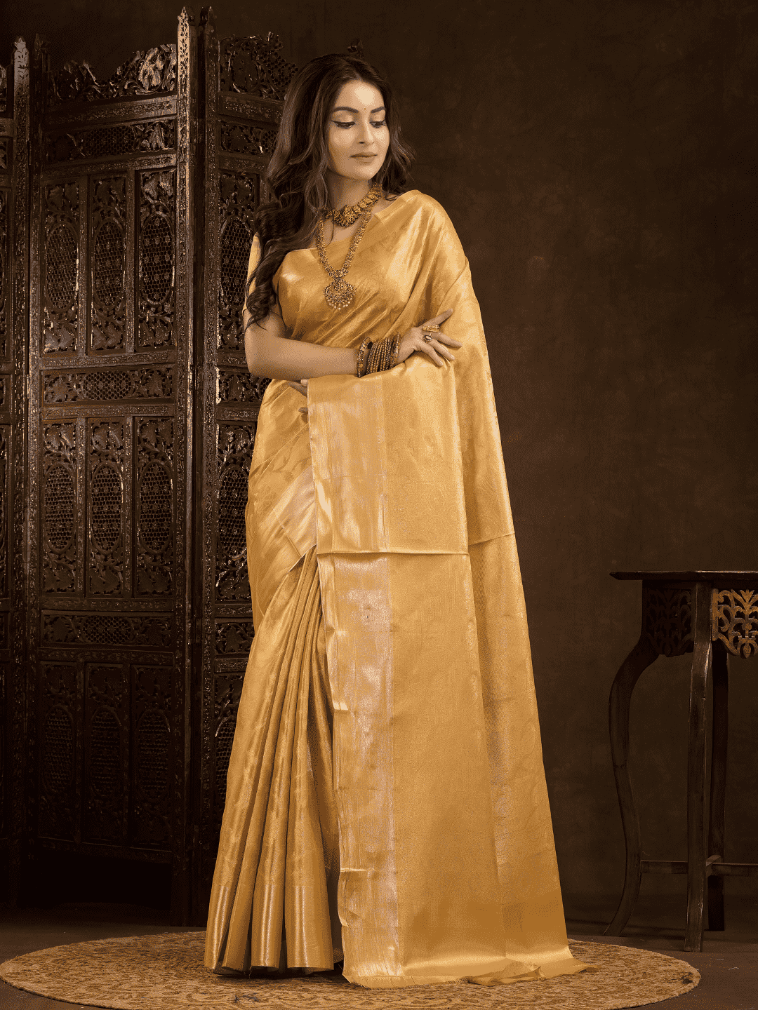 Mustard Yellow Cotton Silk Saree - 004