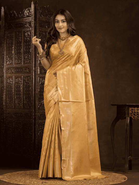 Mustard Yellow Cotton Silk Saree - 004