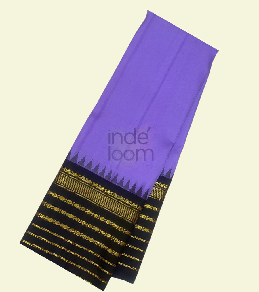 Purple Shade  with Black Pallu and Border with Golden Zari KAnjivaram Saree-032