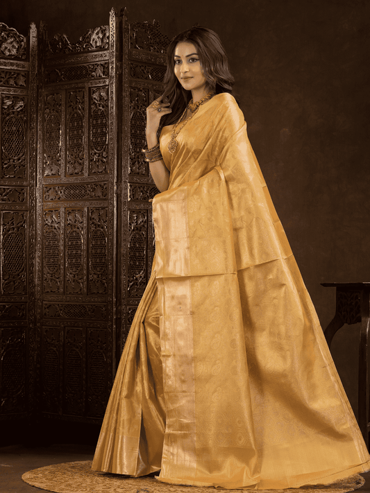 Mustard Yellow Cotton Silk Saree - 004