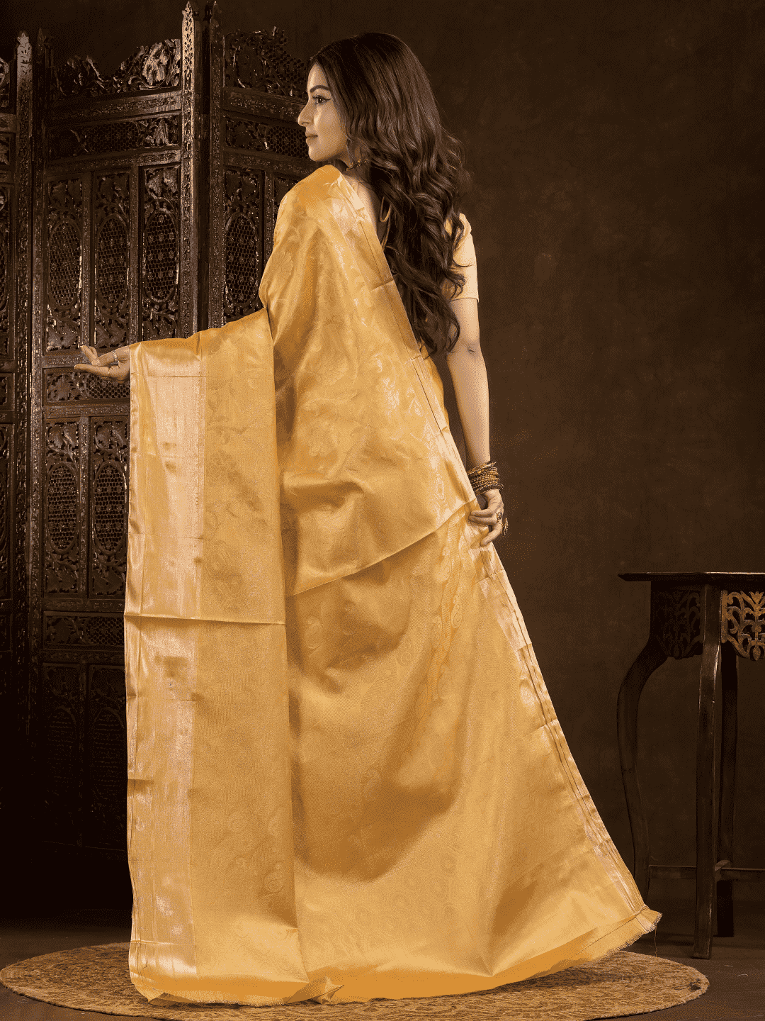 Mustard Yellow Cotton Silk Saree - 004