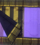 Purple Shade  with Black Pallu and Border with Golden Zari KAnjivaram Saree-032