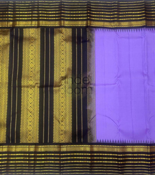 Purple Shade  with Black Pallu and Border with Golden Zari KAnjivaram Saree-032