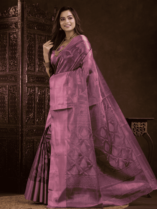 Grape Pink Cotton Silk Saree - 002