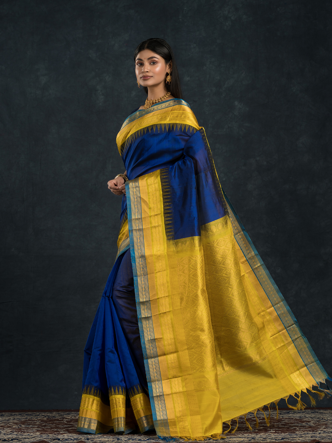 Pure handloom Navy Blue Korvai Saree - 139