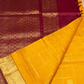 Mayil Chakram with Zari Checks Golden Yellow and Dark Red Border  Korvai Saree -144