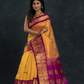 Bright Yellow With Golden Purple Border Korvai Saree - 099