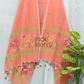 Cotton  Jamdani 2 Piece Set Kurti & Dupatta with Coral Orange - Jamdani Kurti - 157