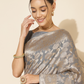 Chanderi Silk Floral Saree in Grey (Precision Looms) -004