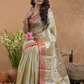 Tissue Silk Saree In Bone White -023