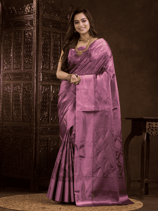 Grape Pink Cotton Silk Saree - 002