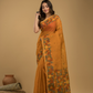 Muslin Jamdani Saree With Mustard Yellow  - 018