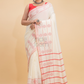 Dewali Saree Handloom Cotton in Red White 017