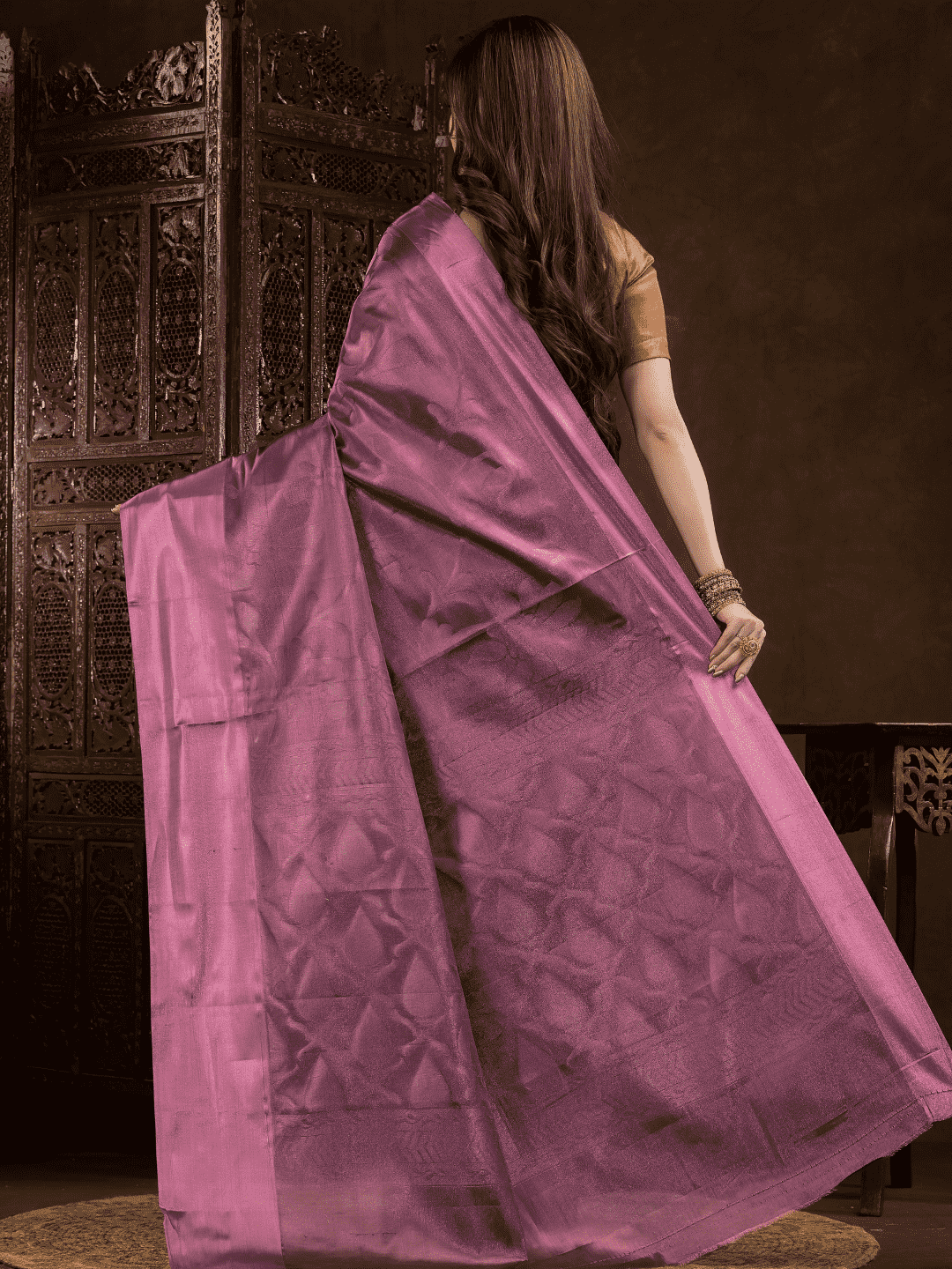 Grape Pink Cotton Silk Saree - 002