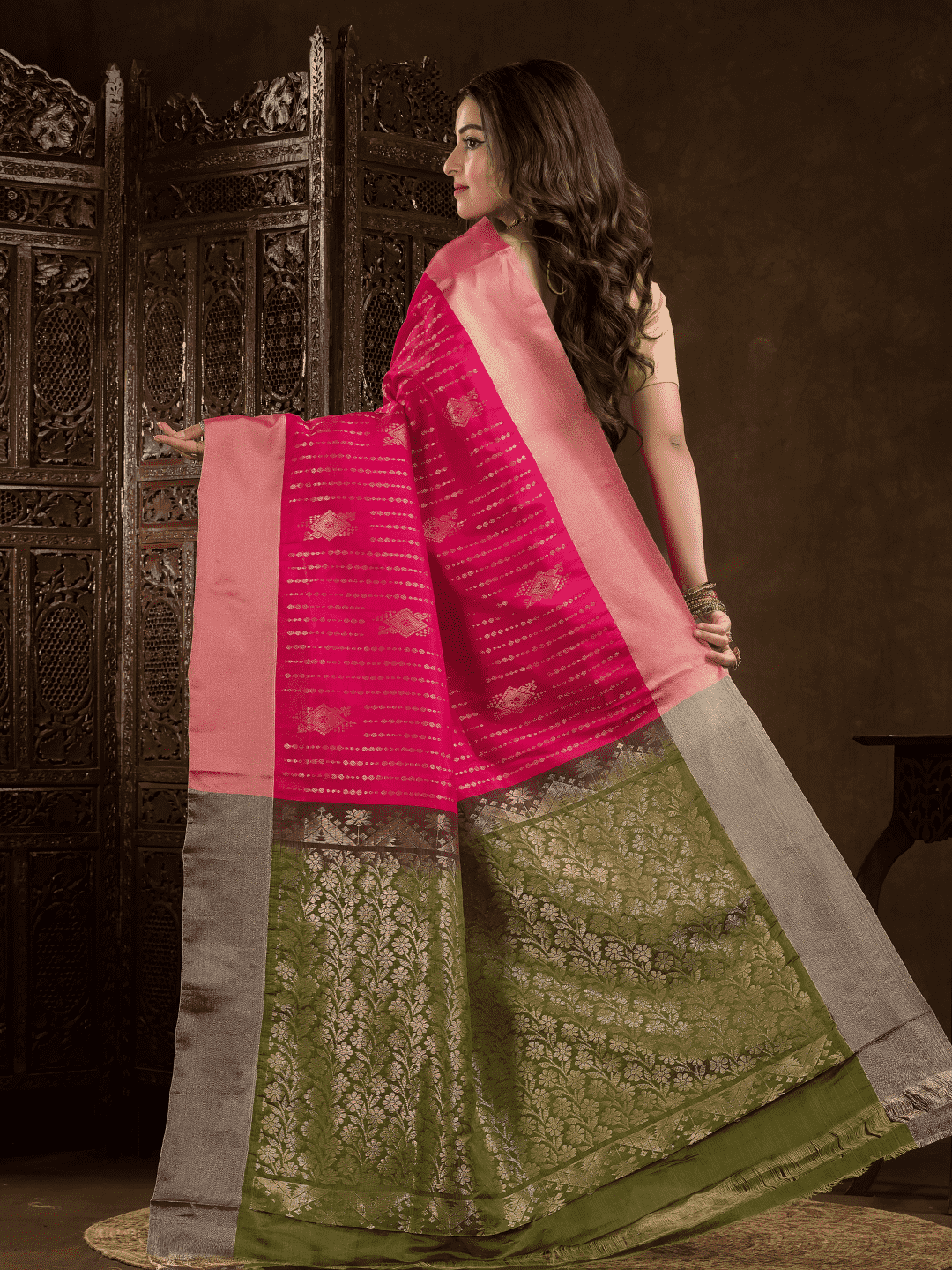 Hot Pink Cotton Silk Saree - 006