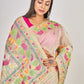 Beige Tulip & Lotus Floral Silk Jamdani Saree-017