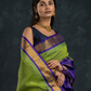 Korvai Saree Sky Blue with Lime Green Border - 020