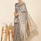 Chanderi Silk Floral Saree in Grey (Precision Looms) -004