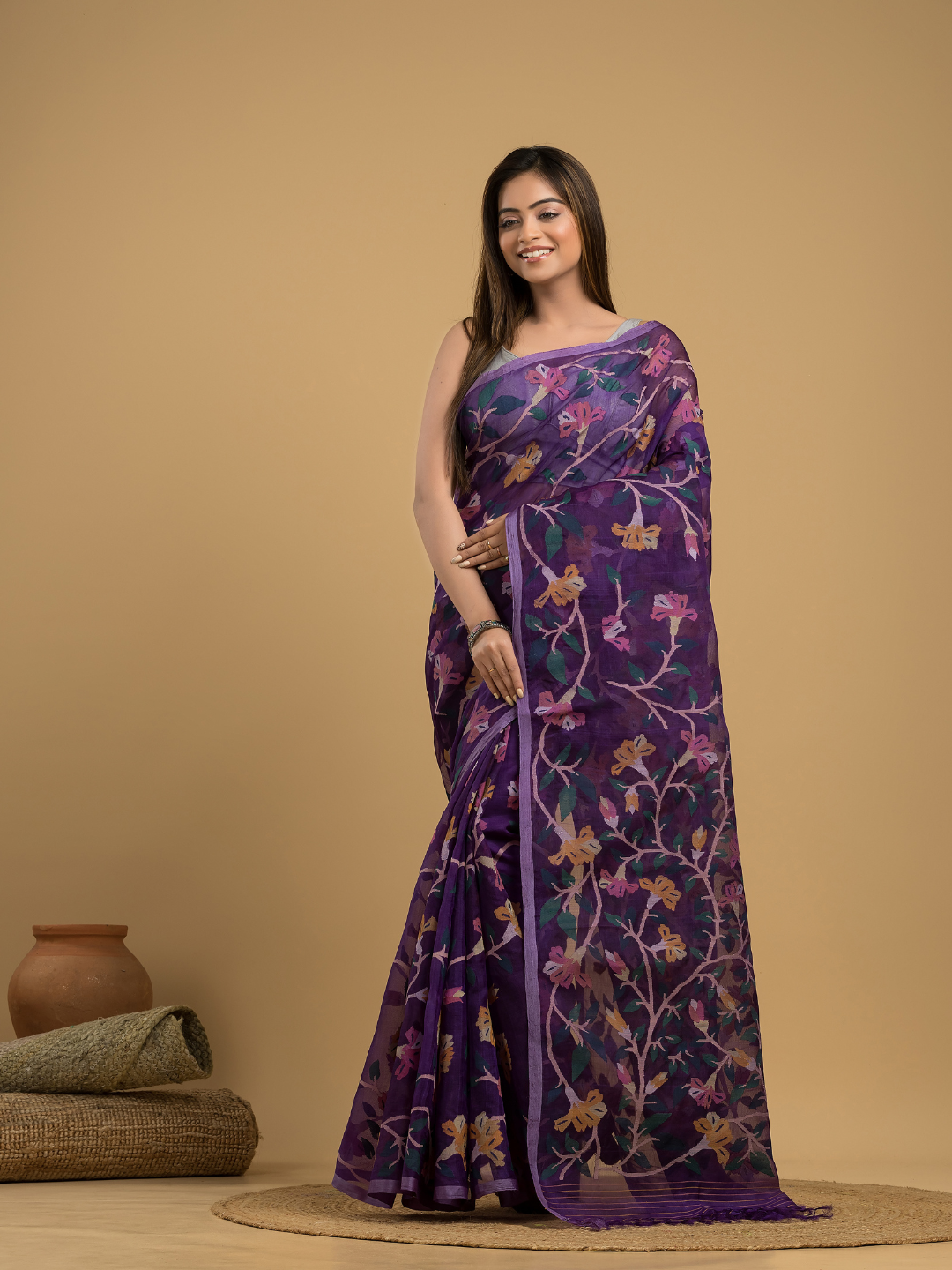 Royal Purple Jamdani Saree - 036