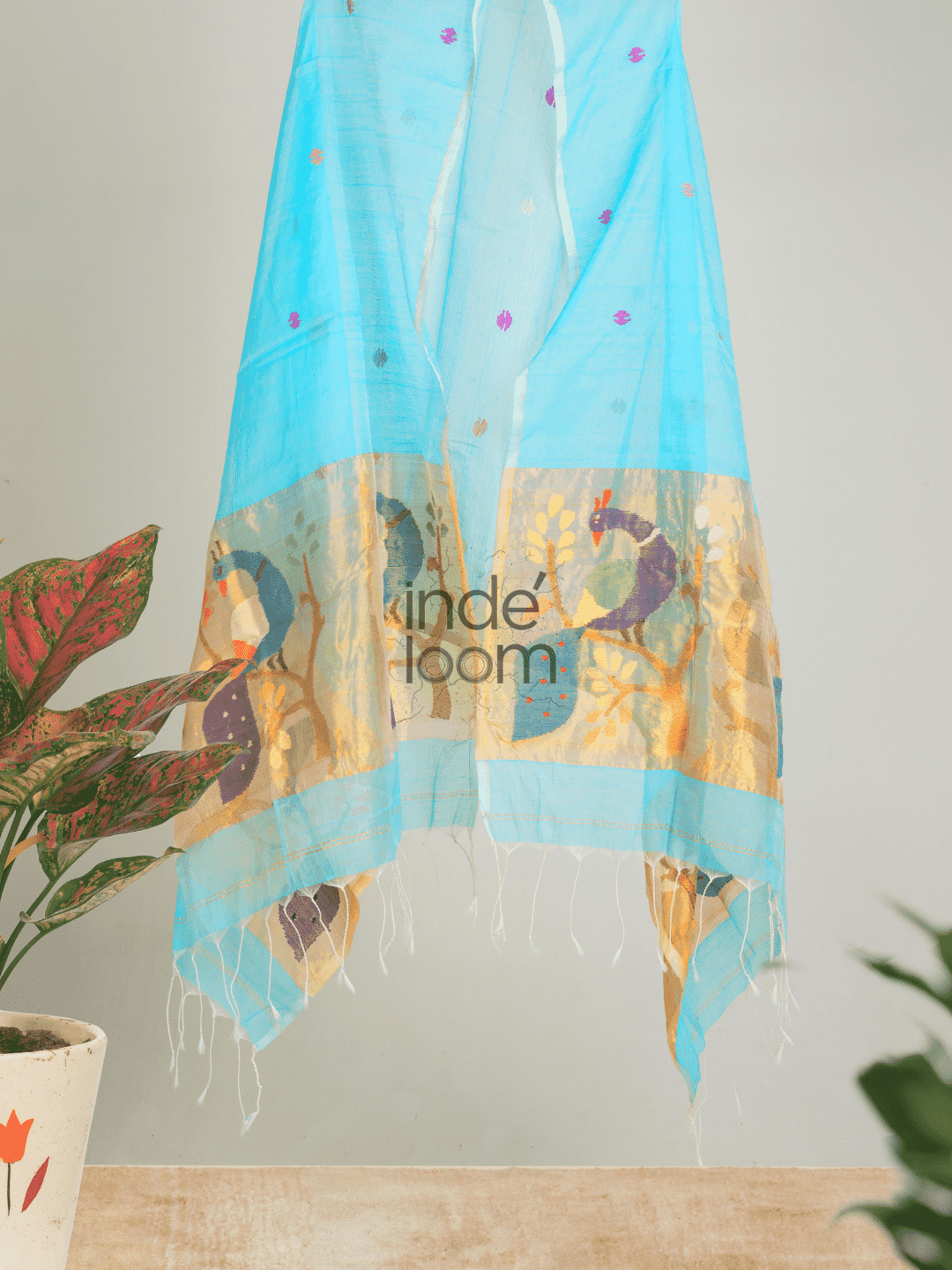 Sky Blue Paithani Jamdani Dupatta -006