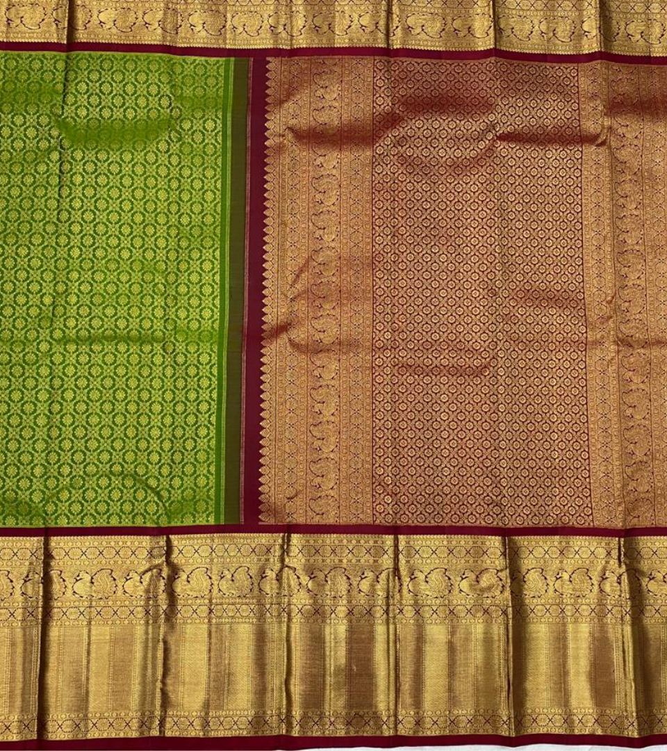 Green and Gold Border Kanjivaram Silk Saree-002