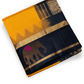 Korvai Saree with elephant Border in Mustard with Black border - 101