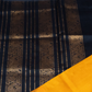 Korvai Saree with elephant Border in Mustard with Black border - 101