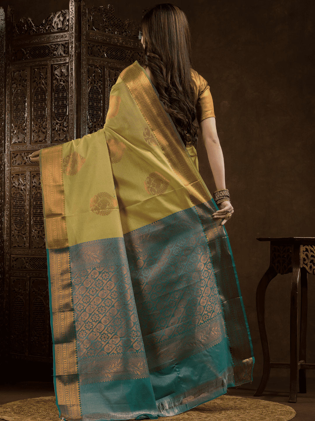 Olive Green Cotton Silk Saree - 005