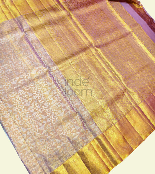 Gray with Silver Design and Golden Pallu and Border Kanjivaram Saree-047