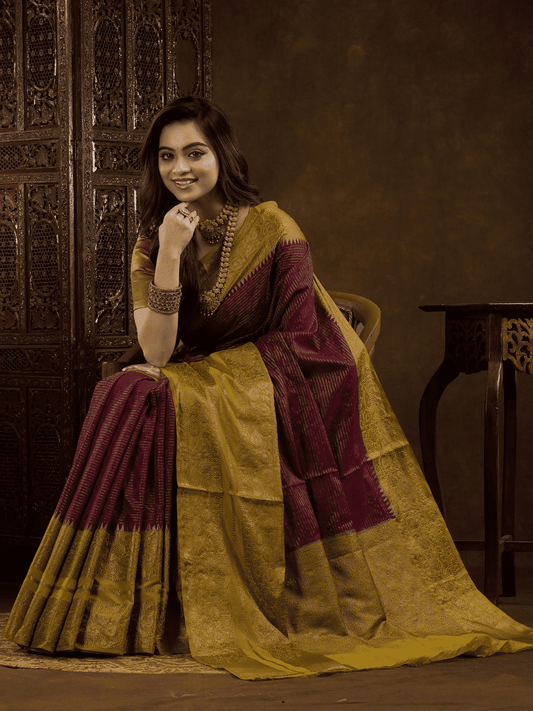 Marron Cotton Silk Saree - 008