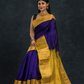 Korvai Saree Navy Blue and Golden Yellow Border - 110