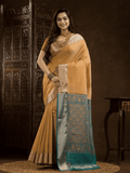 Flax Yellow Cotton Silk Saree - 007