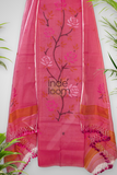 Cotton Jamdani 2 Piece Set Kurti & Dupatta with Punch Pink -360