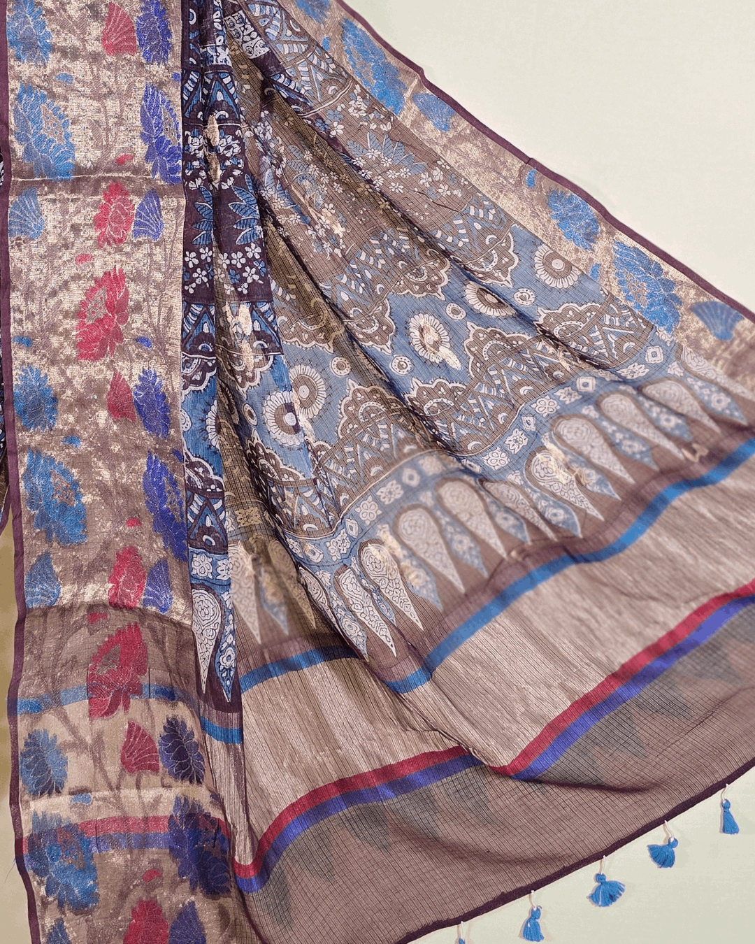 Ajrakh designer Chanderi Saree - 029