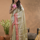 Tissue Silk Saree In Bone White -023