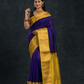 Korvai Saree Navy Blue and Golden Yellow Border - 110