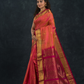 Korvai Saree Mayil Chakram with Zari Checks Peach Pink With Maroon Border - 148