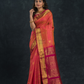 Korvai Saree Mayil Chakram with Zari Checks Peach Pink With Maroon Border - 148