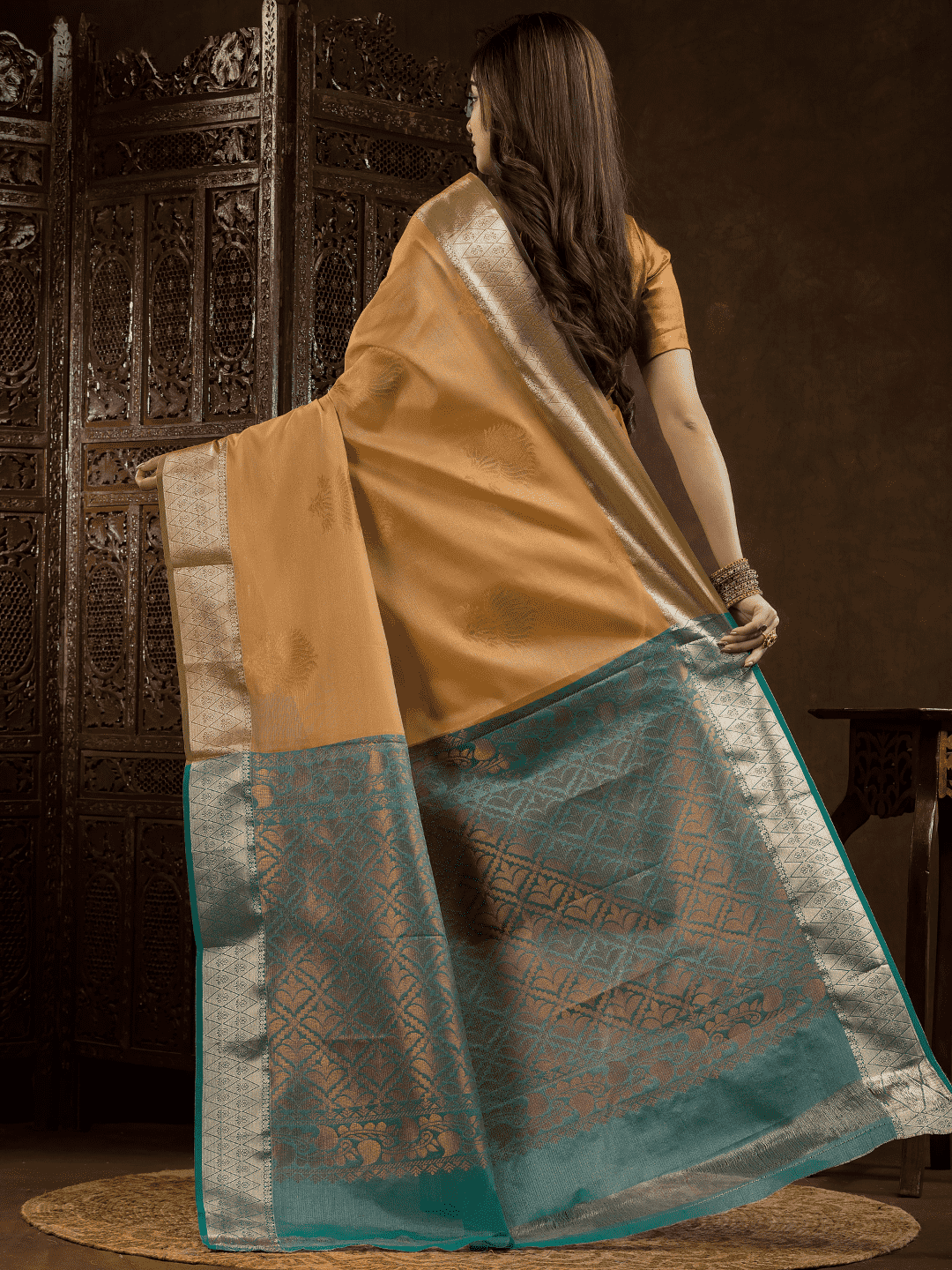 Flax Yellow Cotton Silk Saree - 007