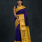 Korvai Saree Navy Blue and Golden Yellow Border - 110