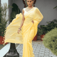 Pale Yellow Mul Mul Cotton Saree - 036