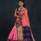 Pure handloom Korvai Silk Cotton Saree in Magenta Pink with Purple Border - 002